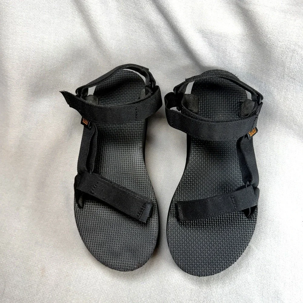 Teva Flatform Sandals Women Size 9 Black Platform Sporty Strappy 1008844